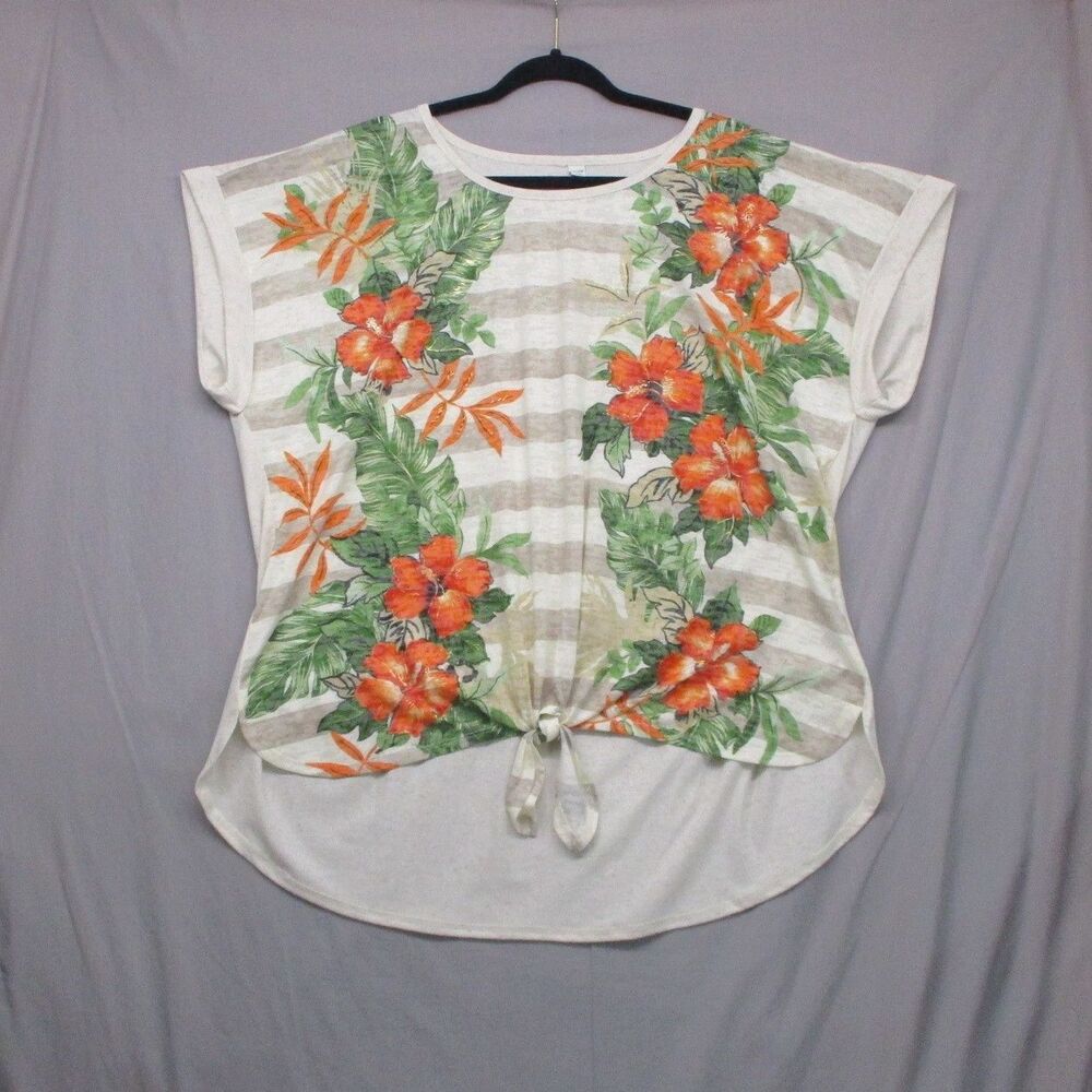 Torrid Iced Coffee Floral Print Blouse With‎ Tie At Waist Women Size 22/24W